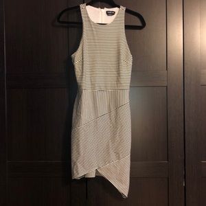 Stripe detail asymmetrical dress